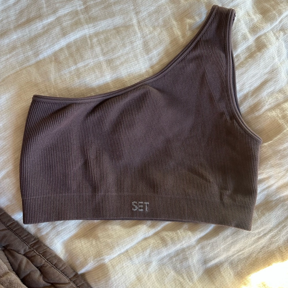 Women's One-Shoulder Sports Bra - Brown